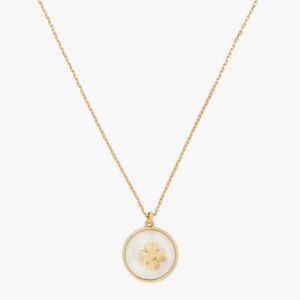 Kate Spade Elegant Gold Clover Pearl Pendant Necklace